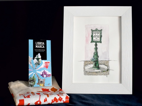1 LISBOA MARCA e 1 Saco + 1 Desenho Original Fontanário-Bebedouro de Isa Silva