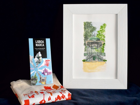 1 LISBOA MARCA e 1 Saco + 1 Desenho Original Coreto do Jardim da Estrela de Isa Silva