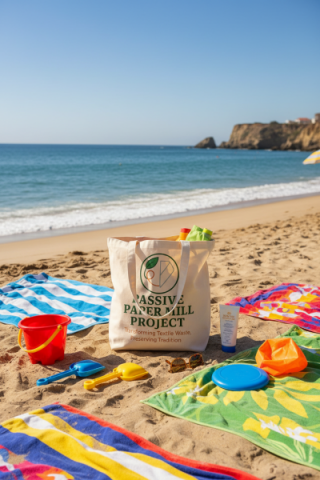 Saco de algodão com logótipo, fabricado a partir de resíduos têxteis