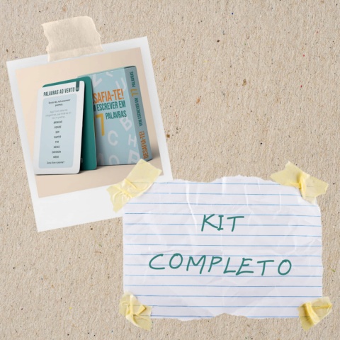 Uma caixa de Desafia-te! Vem escrever em 77 palavras + kit para download (cubos de entoação e marcadores de escrita e revisão)