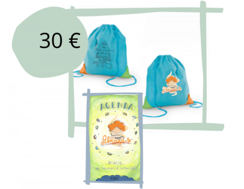 "Hug Yourself" Planner + Colorful bag with "Abraça-te" logo and inspirational message