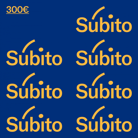 Apoiante Oficial do Festival Súbito - menção do nome da pessoa singular/instituição no material de divulgação (cartaz, folhas de sala, redes sociais, etc.) + Pacote merchandising + Print A3 + Streaming espectáculo + Credencial do Convidado